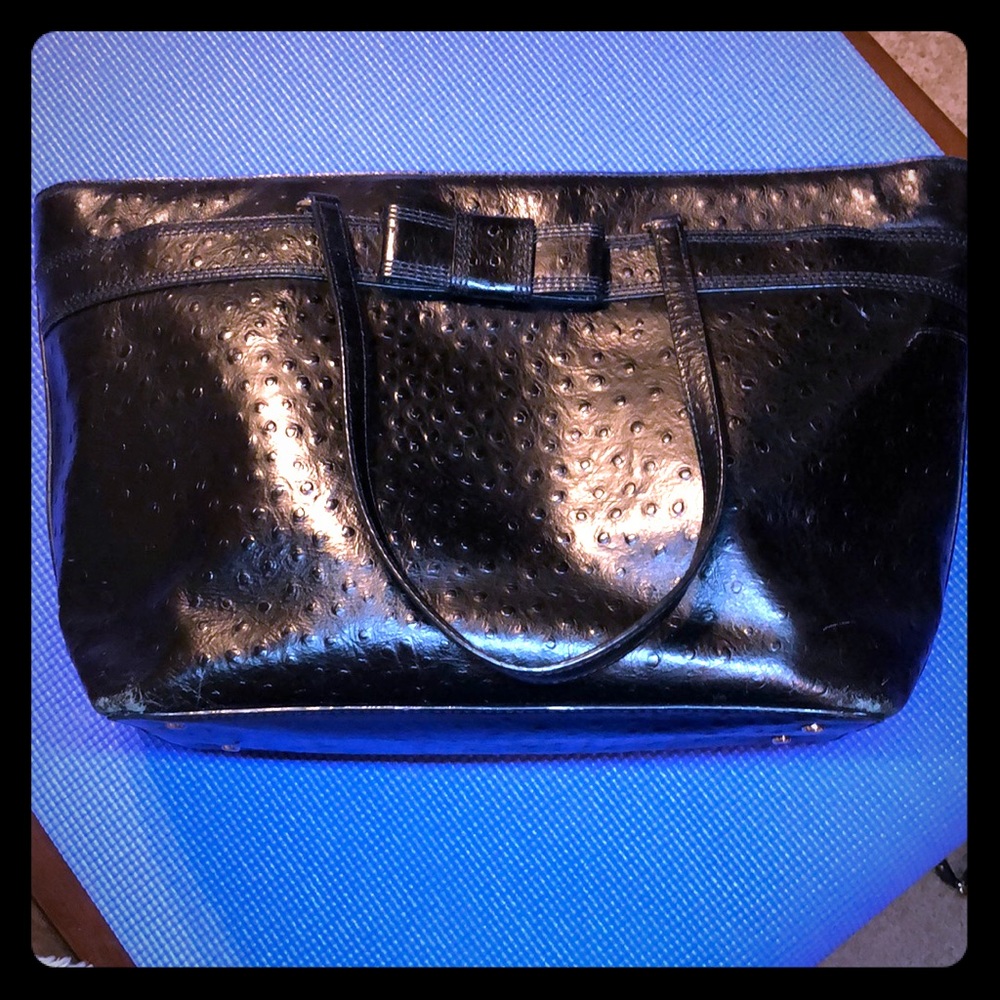 KATE SPADE ♠️leather ostrich handbag with bow